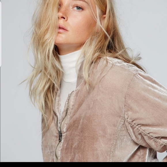 Free People Ruched Crushed Velvet Bomber Jacket XS - Picture 13 of 15